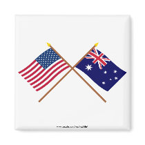 US and Australia Crossed Flags Magnets