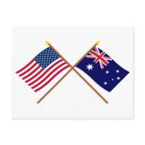 US and Australia Crossed Flags Postcard