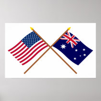 US and Australia Crossed Flags Posters
