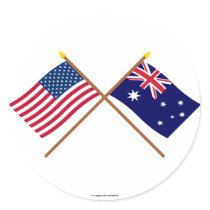 US and Australia Crossed Flags Sticker