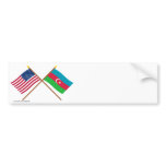 US and Azerbaijan Crossed Flags Bumper Sticker