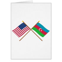 US and Azerbaijan Crossed Flags Greeting Card