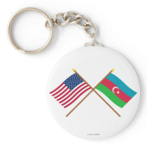 US and Azerbaijan Crossed Flags Keychains