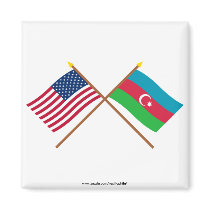 US and Azerbaijan Crossed Flags Fridge Magnet
