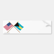 US and Bahamas Crossed Flags Bumper Stickers