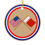 US and Bahrain Crossed Flags Christmas Ornaments