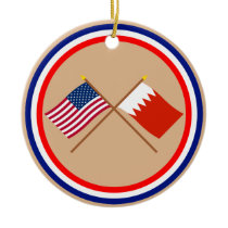 US and Bahrain Crossed Flags Christmas Ornaments