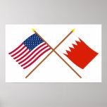 US and Bahrain Crossed Flags posters