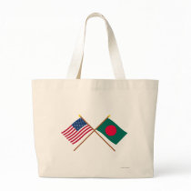 US and Bangladesh Crossed Flags Canvas Bags