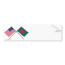 US and Bangladesh Crossed Flags Bumper Sticker
