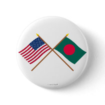 US and Bangladesh Crossed Flags Pinback Buttons