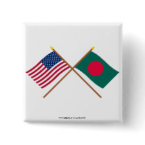 US and Bangladesh Crossed Flags Pinback Buttons