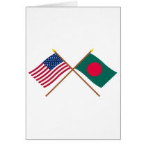 US and Bangladesh Crossed Flags Greeting Cards