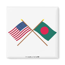 US and Bangladesh Crossed Flags Refrigerator Magnet