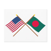 US and Bangladesh Crossed Flags Post Cards