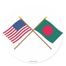US and Bangladesh Crossed Flags Stickers
