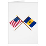 US and Barbados Crossed Flags Greeting Cards