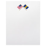 US and Barbados Crossed Flags Customized Letterhead