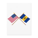 US and Barbados Crossed Flags Postcards