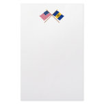 US and Barbados Crossed Flags Customized Stationery