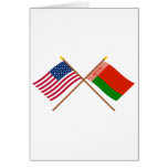US and Belarus Crossed Flags Greeting Cards