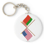 US and Belarus Crossed Flags Keychain