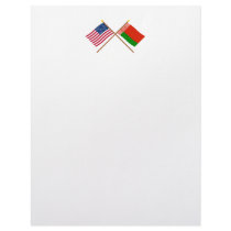 US and Belarus Crossed Flags Letterhead Design