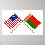 US and Belarus Crossed Flags Print