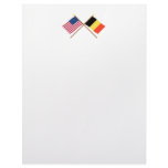 US and Belgium Crossed Flags Custom Letterhead