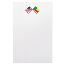 US and Benin Crossed Flags stationery
