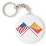 US and Bhutan Crossed Flags Keychains