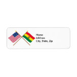 US and Bolivia Crossed Flags Custom Return Address Label