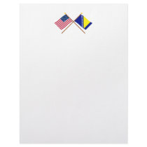 US and Bosnia & Herzegovina Crossed Flags Custom Letterhead