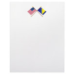 US and Bosnia &amp; Herzegovina Crossed Flags Custom Letterhead