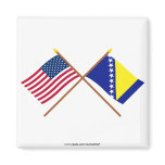 US and Bosnia & Herzegovina Crossed Flags Magnets