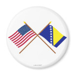 US and Bosnia & Herzegovina Crossed Flags Refrigerator Magnet