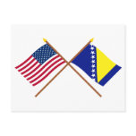 US and Bosnia & Herzegovina Crossed Flags Post Cards