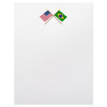 US and Brazil Crossed Flags Custom Letterhead