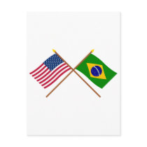 US and Brazil Crossed Flags Postcard