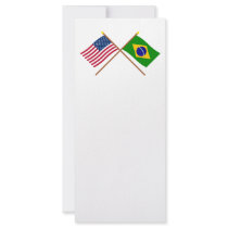 US and Brazil Crossed Flags Custom Rack Cards