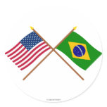 US and Brazil Crossed Flags stickers