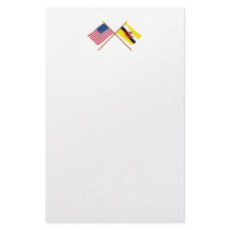 US and Brunei Crossed Flags Stationery Design