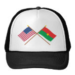 US and Burkina Faso Crossed Flags hats