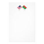 US and Burkina Faso Crossed Flags stationery