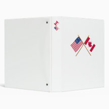 US and Canada Crossed Flags 3 Ring Binders