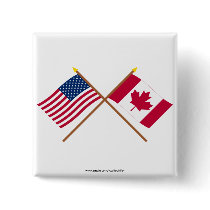 US and Canada Crossed Flags Buttons