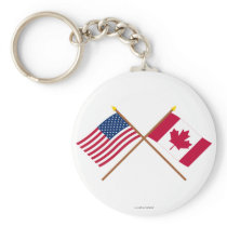 US and Canada Crossed Flags Key Chain