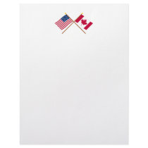 US and Canada Crossed Flags Customized Letterhead