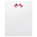 US and Canada Crossed Flags Customized Letterhead