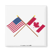 US and Canada Crossed Flags Fridge Magnets